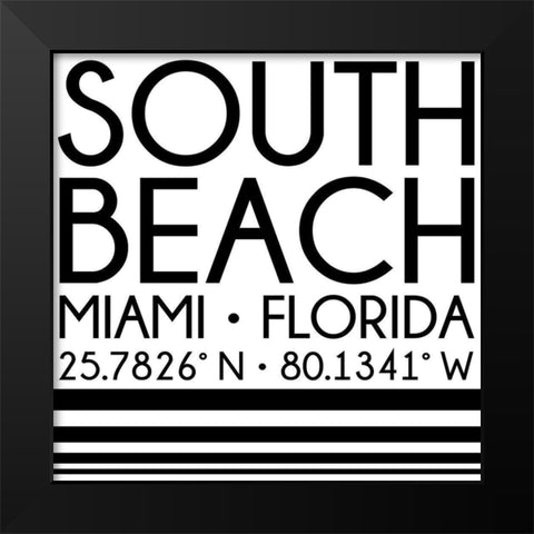 In Black And White Travel V-Florida Black Modern Wood Framed Art Print by JC Designs