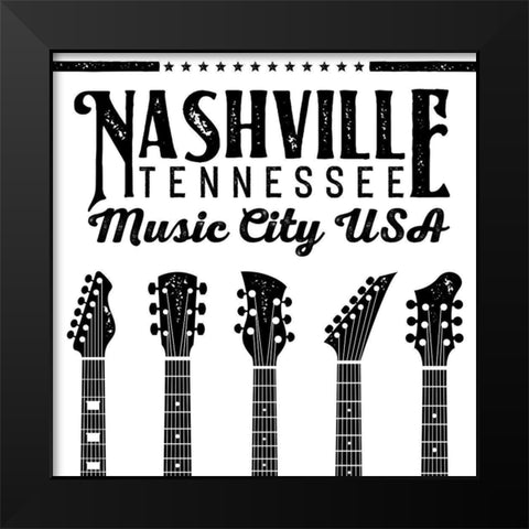 In Black And White Travel VII-Tennessee Black Modern Wood Framed Art Print by JC Designs