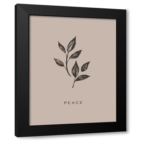 Serene Sentiment V-Peace Black Modern Wood Framed Art Print by HM Design