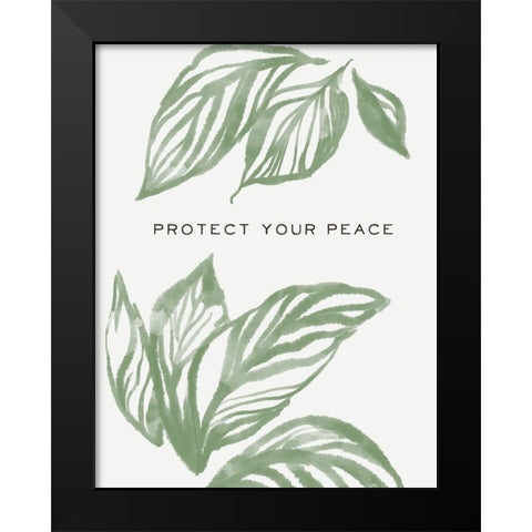 Serene Sentiment VI-Protect Black Modern Wood Framed Art Print by HM Design