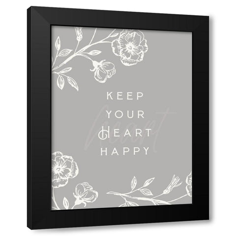 Simple Nature III-Heart Happy Black Modern Wood Framed Art Print by HM Design