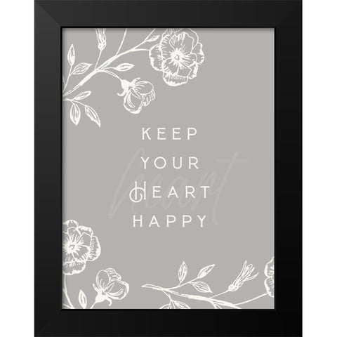 Simple Nature III-Heart Happy Black Modern Wood Framed Art Print by HM Design