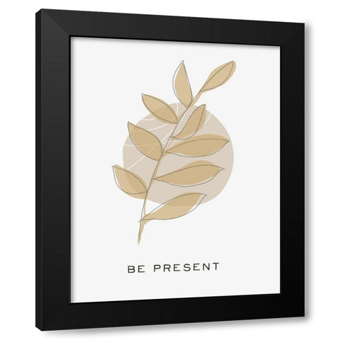Zen Vibes II-Be Present Black Modern Wood Framed Art Print with Double Matting by HM Design
