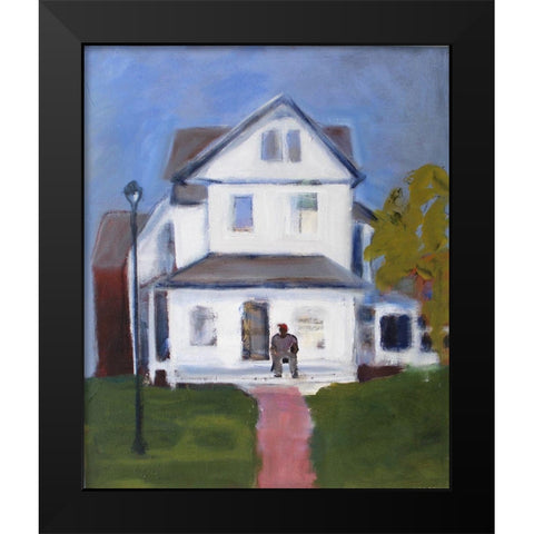 Figure with White House Black Modern Wood Framed Art Print by Marie, Susanne