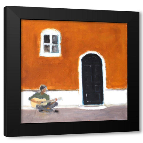 Street Music Black Modern Wood Framed Art Print with Double Matting by Marie, Susanne