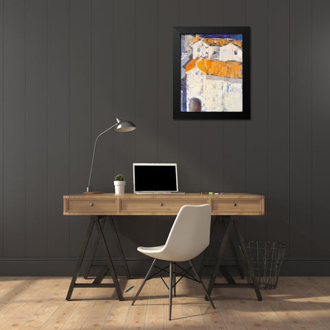 Village Rooftops Black Modern Wood Framed Art Print by Marie, Susanne