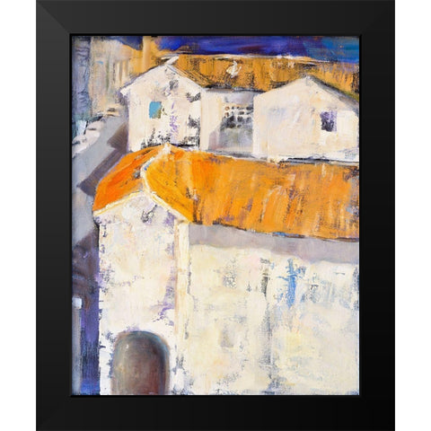 Village Rooftops Black Modern Wood Framed Art Print by Marie, Susanne