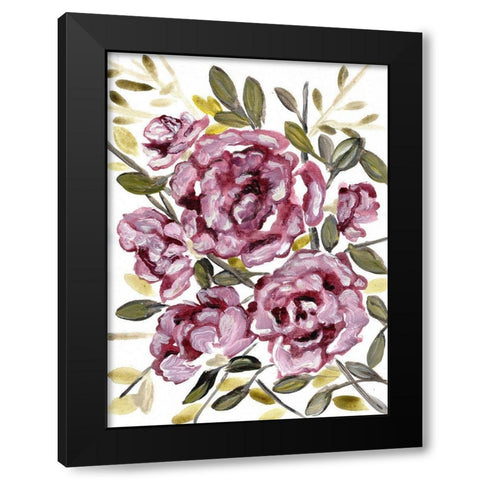 Gentle Roses Black Modern Wood Framed Art Print by Chapman, Marcy