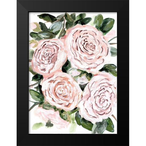 Gentle Roses Pink Black Modern Wood Framed Art Print by Chapman, Marcy