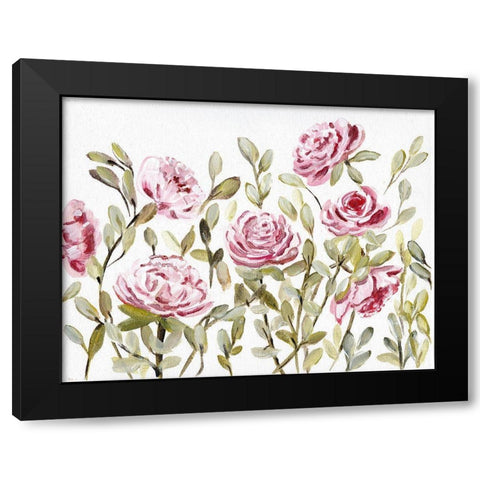 Gentle Rosegarden Pink Black Modern Wood Framed Art Print with Double Matting by Chapman, Marcy