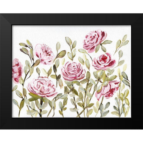 Gentle Rosegarden Pink Black Modern Wood Framed Art Print by Chapman, Marcy