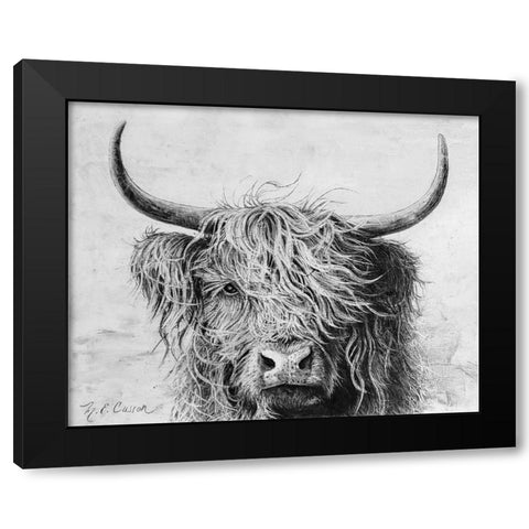 Highland in the Wind I Black Modern Wood Framed Art Print with Double Matting by Cusson, Marie Elaine