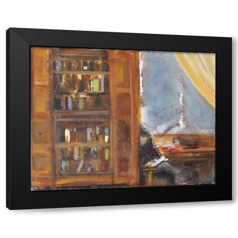 Reading Corner Black Modern Wood Framed Art Print with Double Matting by Marie, Susanne