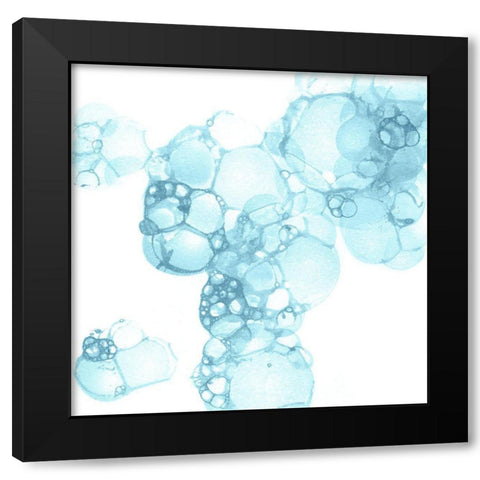 Bubble Square aqua I Black Modern Wood Framed Art Print with Double Matting by Wilson, Kelsey