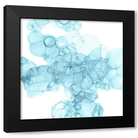 Bubble Square aqua III Black Modern Wood Framed Art Print by Wilson, Kelsey