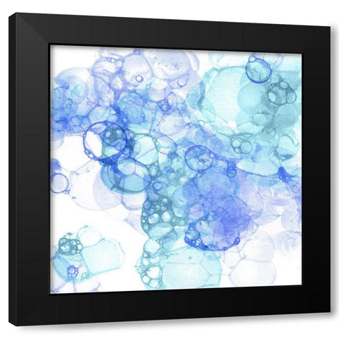 Bubble Square aqua And blue I Black Modern Wood Framed Art Print by Wilson, Kelsey