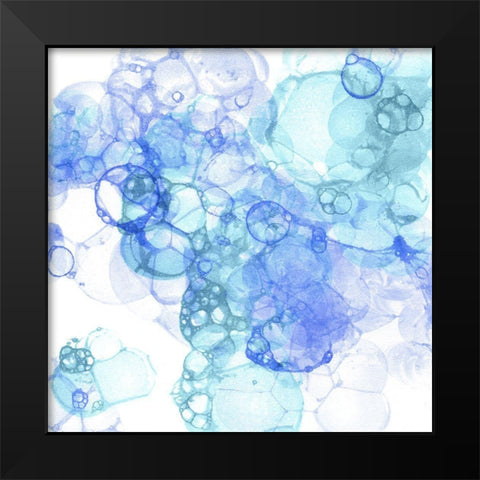 Bubble Square aqua And blue I Black Modern Wood Framed Art Print by Wilson, Kelsey