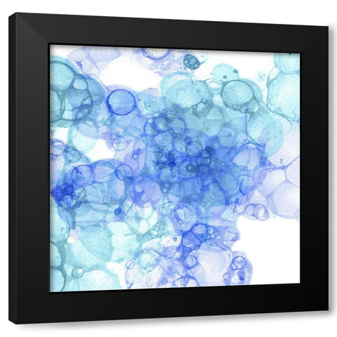 Bubble Square aqua And blue II Black Modern Wood Framed Art Print with Double Matting by Wilson, Kelsey