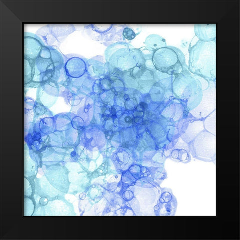 Bubble Square aqua And blue II Black Modern Wood Framed Art Print by Wilson, Kelsey