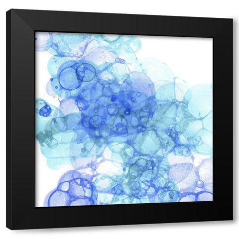 Bubble Square aqua And blue III Black Modern Wood Framed Art Print by Wilson, Kelsey