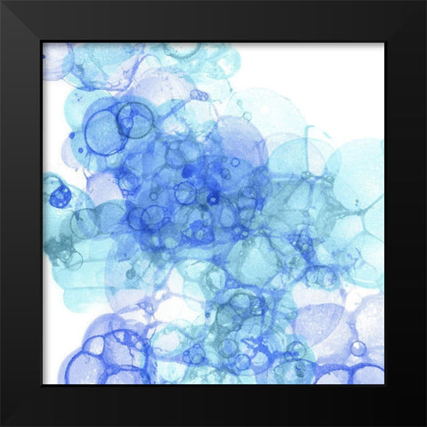 Bubble Square aqua And blue III Black Modern Wood Framed Art Print by Wilson, Kelsey