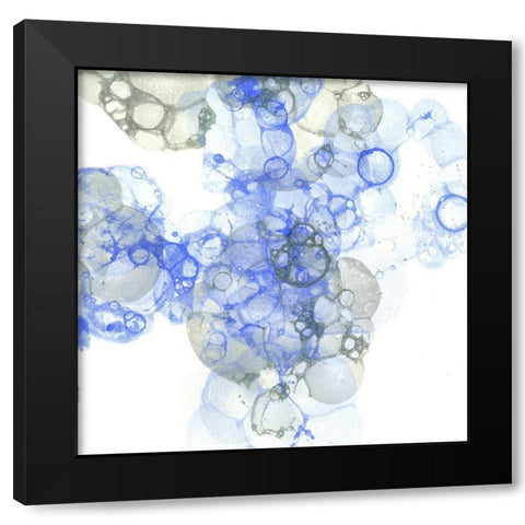 Bubble Square blue And grey I Black Modern Wood Framed Art Print with Double Matting by Wilson, Kelsey