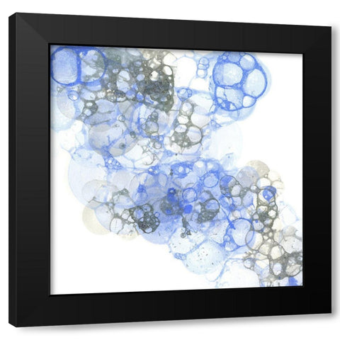 Bubble Square blue And grey II Black Modern Wood Framed Art Print by Wilson, Kelsey