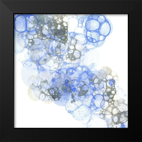 Bubble Square blue And grey II Black Modern Wood Framed Art Print by Wilson, Kelsey