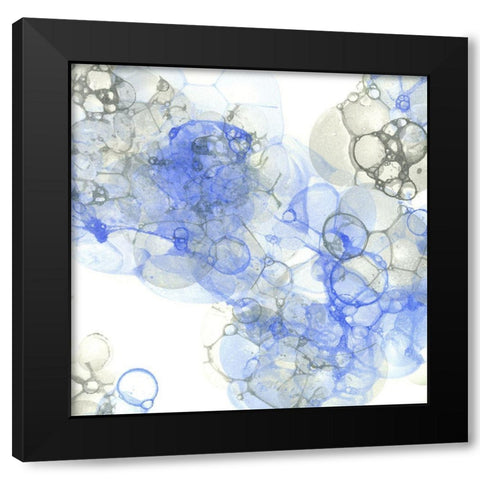 Bubble Square blue And grey III Black Modern Wood Framed Art Print by Wilson, Kelsey