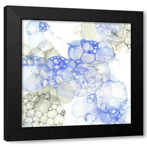 Bubble Square blue And grey IV Black Modern Wood Framed Art Print by Wilson, Kelsey