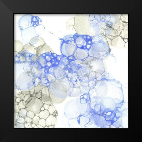 Bubble Square blue And grey IV Black Modern Wood Framed Art Print by Wilson, Kelsey