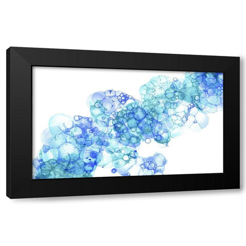 Bubblescape aqua And blue II Black Modern Wood Framed Art Print with Double Matting by Wilson, Kelsey