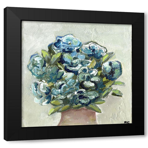 Vase of Blues Black Modern Wood Framed Art Print by Chapman, Marcy