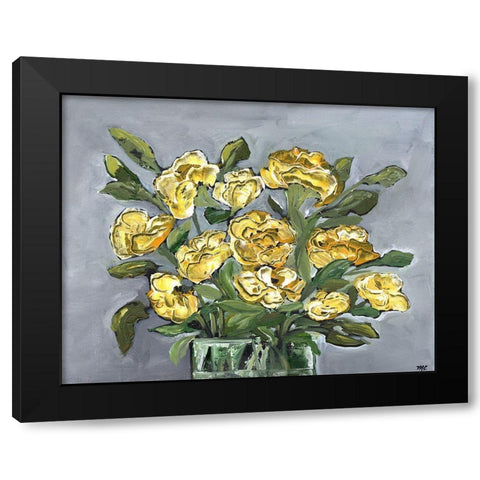 Yellow Farmhouse Bouquet Black Modern Wood Framed Art Print with Double Matting by Chapman, Marcy