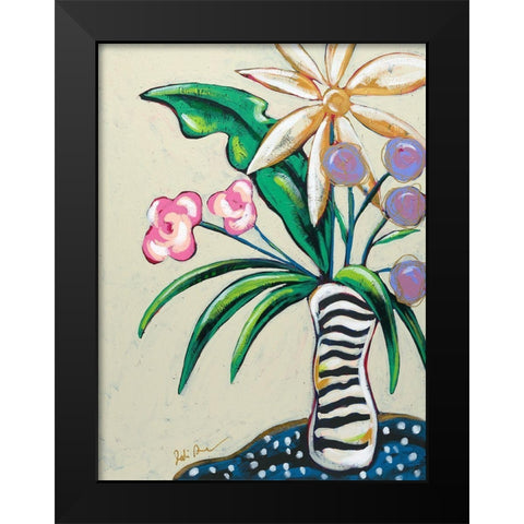 Pop Florals I-Stripes Black Modern Wood Framed Art Print by Augustine, Jodi