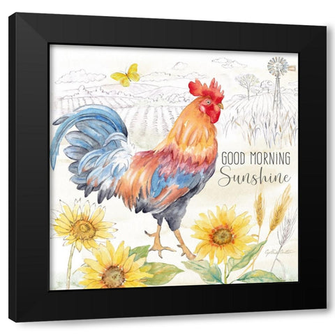 Good Morning Sunshine V-Good Morning Black Modern Wood Framed Art Print by Coulter, Cynthia