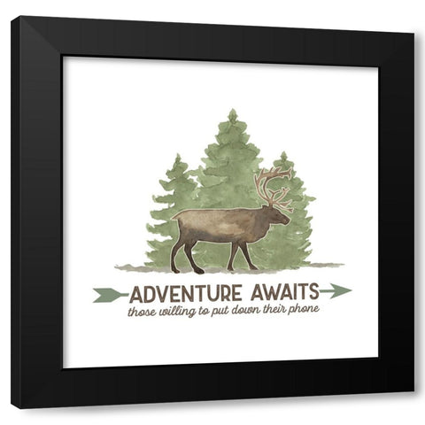 Lost in Woods II-Adventure Awaits Black Modern Wood Framed Art Print by Reed, Tara