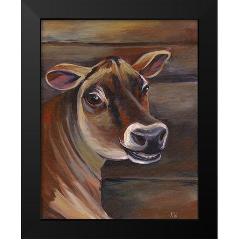 Barn Cow Black Modern Wood Framed Art Print by Wilson, Kelsey