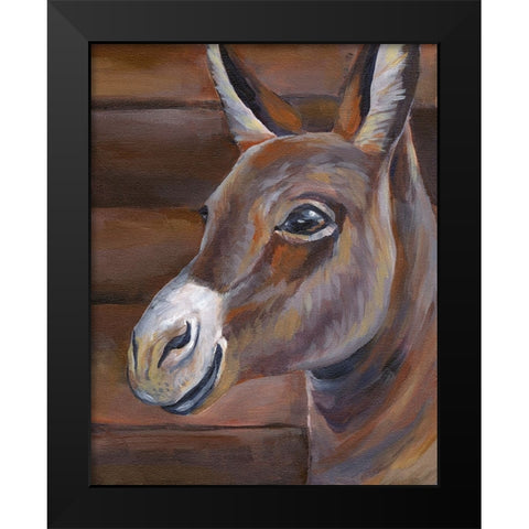 Barn Donkey Black Modern Wood Framed Art Print by Wilson, Kelsey
