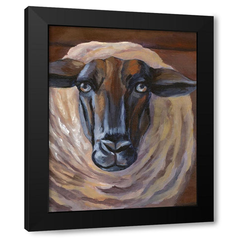 Barn Sheep Black Modern Wood Framed Art Print by Wilson, Kelsey