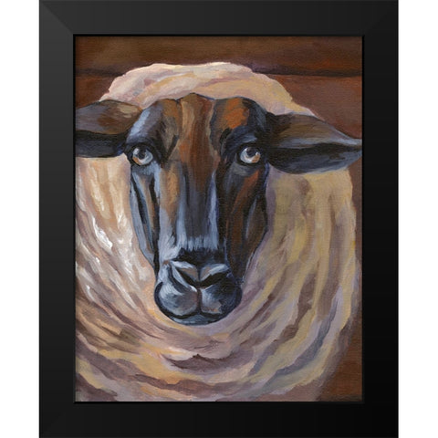 Barn Sheep Black Modern Wood Framed Art Print by Wilson, Kelsey