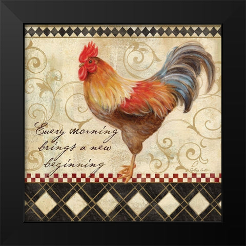 Rooster Sentiment II Black Modern Wood Framed Art Print by Coulter, Cynthia