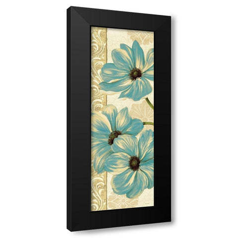 Garden Fete Turquoise Panel I Black Modern Wood Framed Art Print by Gladding, Pamela