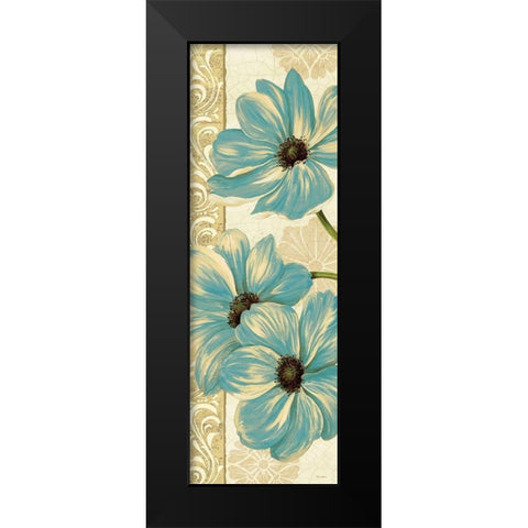 Garden Fete Turquoise Panel I Black Modern Wood Framed Art Print by Gladding, Pamela