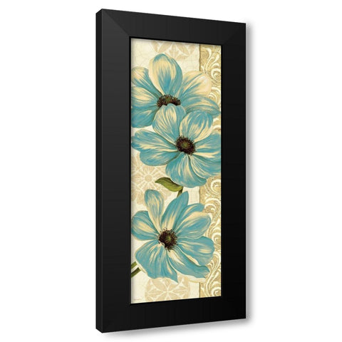 Garden Fete Turquoise Panel II Black Modern Wood Framed Art Print by Gladding, Pamela