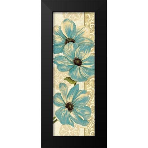 Garden Fete Turquoise Panel II Black Modern Wood Framed Art Print by Gladding, Pamela