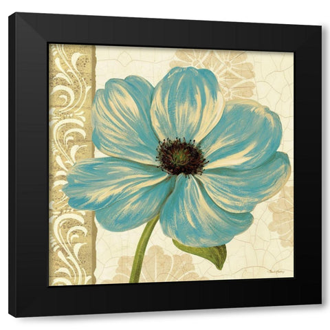 Garden Fete Turquoise Square I  Black Modern Wood Framed Art Print with Double Matting by Gladding, Pamela