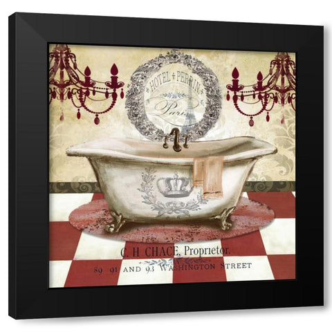 Red French Bath I Black Modern Wood Framed Art Print with Double Matting by Tre Sorelle Studios