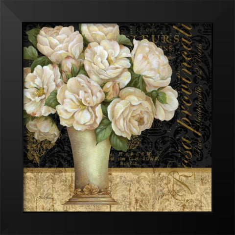 Antique Floral Still Life I Black Modern Wood Framed Art Print by Gladding, Pamela