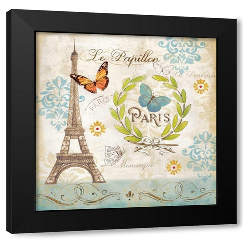 Le Papillon Paris I Black Modern Wood Framed Art Print with Double Matting by Coulter, Cynthia